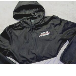 Team Penske Lightweight Pullover‎ Hooded Windbreaker Jacket Men's S Oil Stains